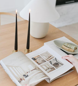 Load image into Gallery viewer, Ester &amp; Erik Taper Candle 22cm Raw Black Pack of 2
